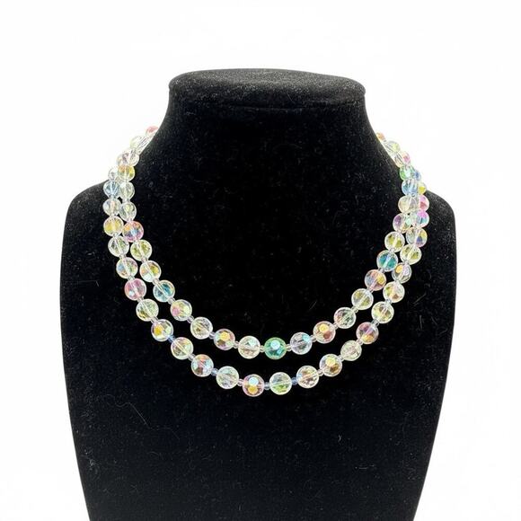 Unbranded Jewelry - Vintage AB Glass Uranium Single Strand 24" pull over see pics old hollywood